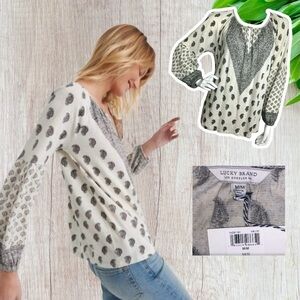 Lucky Brand NEW - Sz M - cream gray lightweight long sleeve shirt